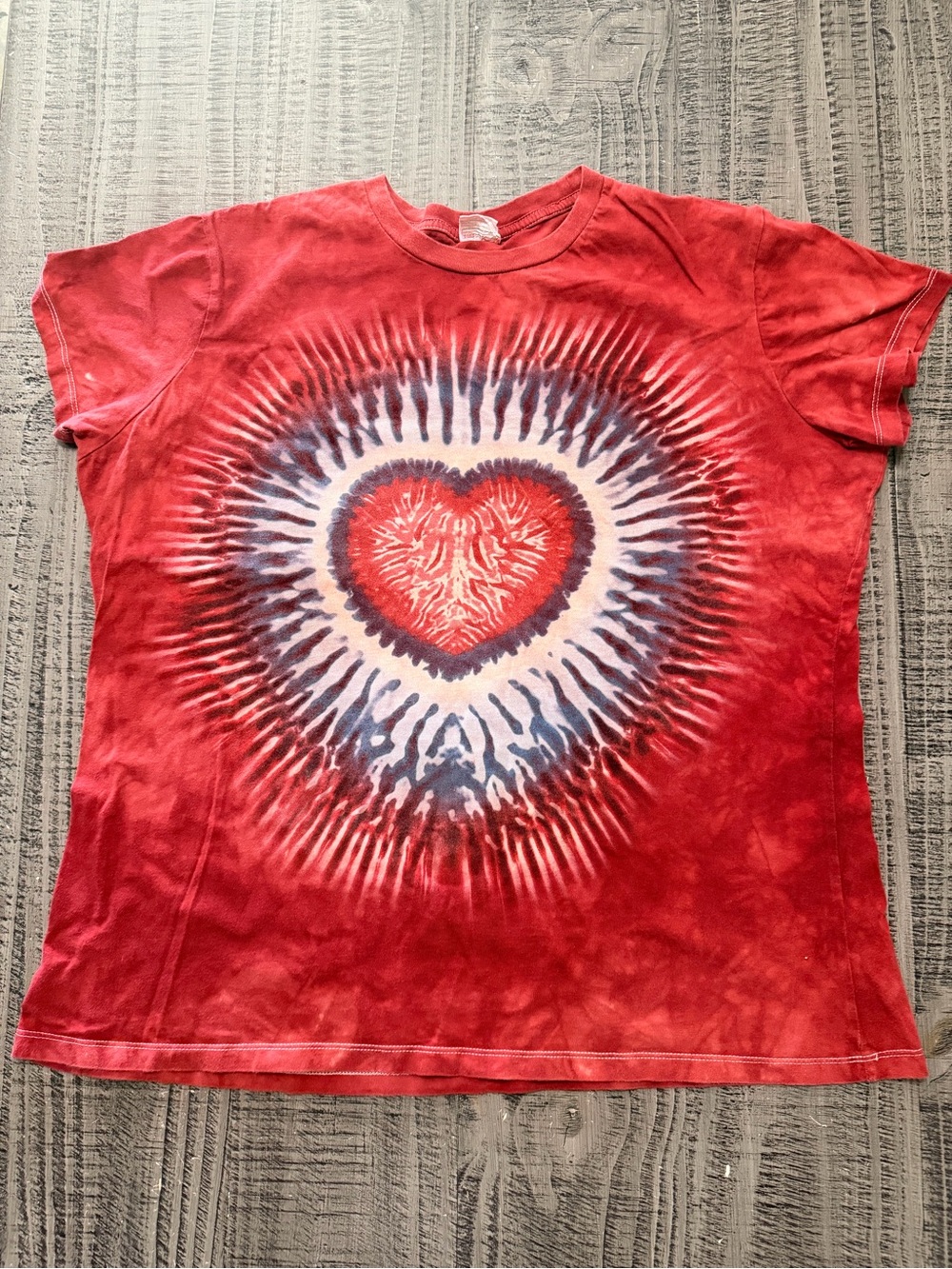 The Mountain Red Tie-Dye Heart Graphic Tee